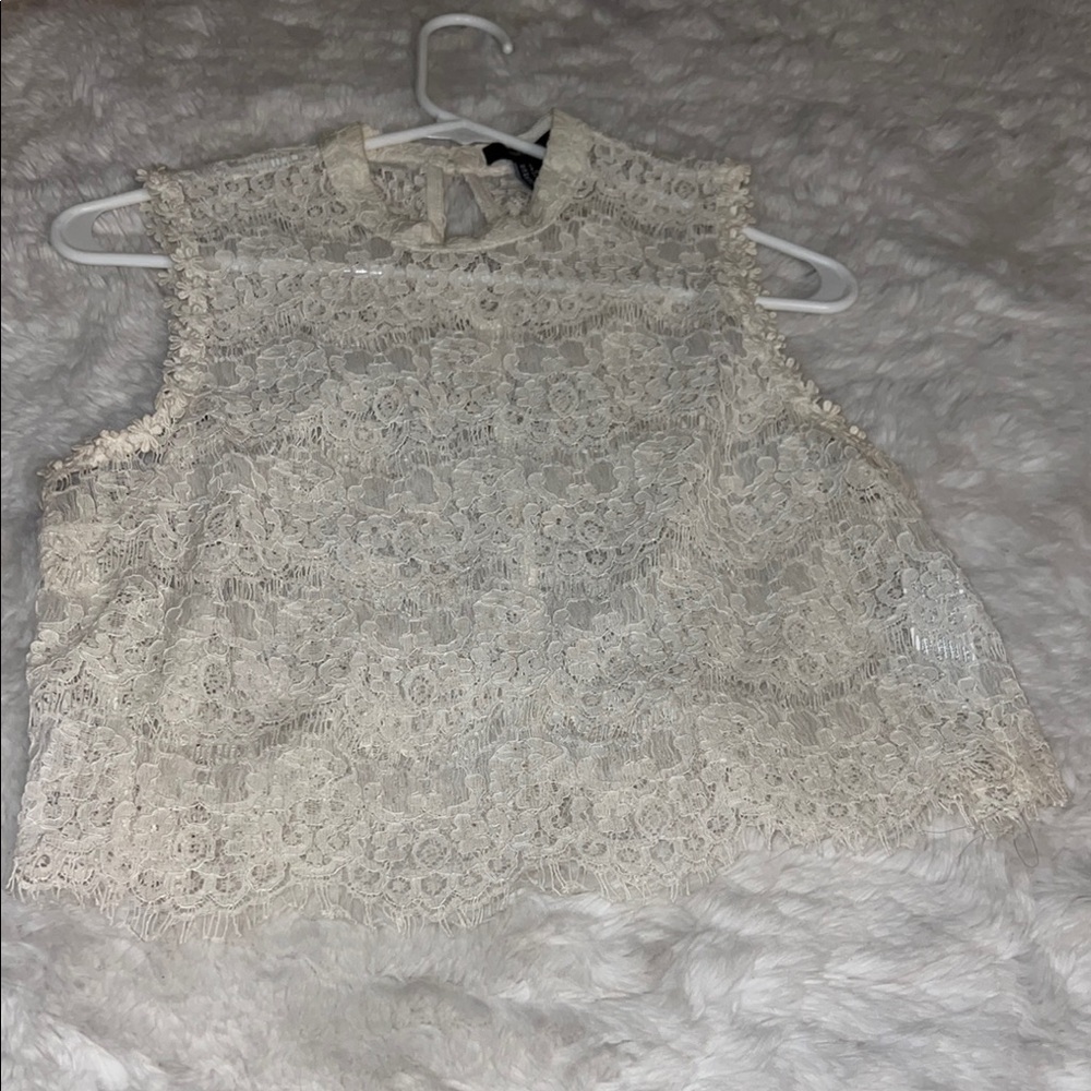 Lace Sleeveless Top - Cream